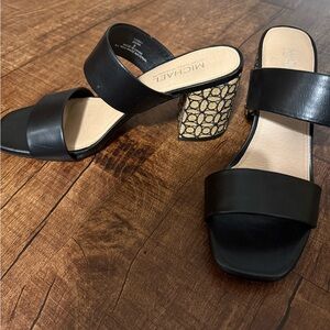 MICHAEL Michael Kors Black Sandals with Geometric Heel